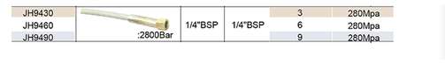 Фото товара "JH9430 Гидравлический шланг высокого давления 2800 bar, 1/4" BSP(1), 1/4" BSP(2), 3 м"